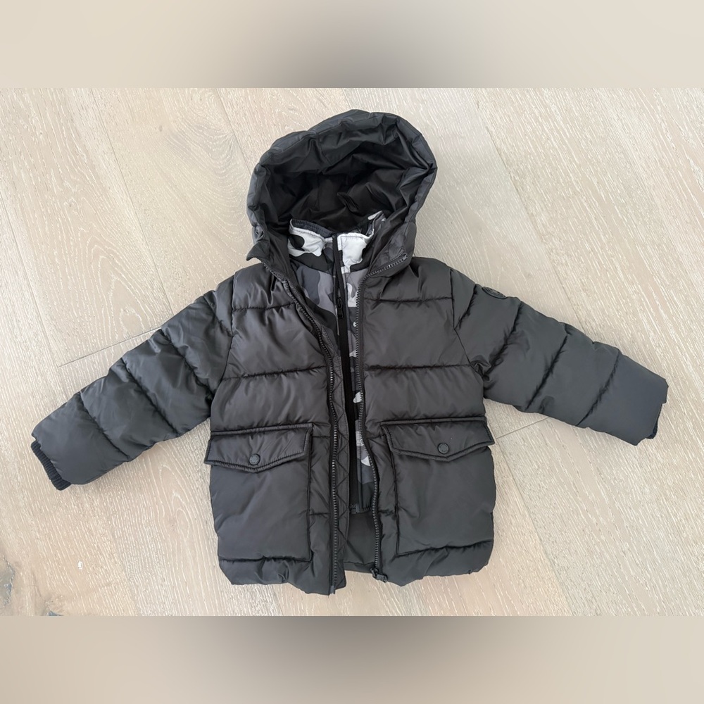 Michael Kors Kids Boys Charcoal Black Snow Puffer Jacket 4T